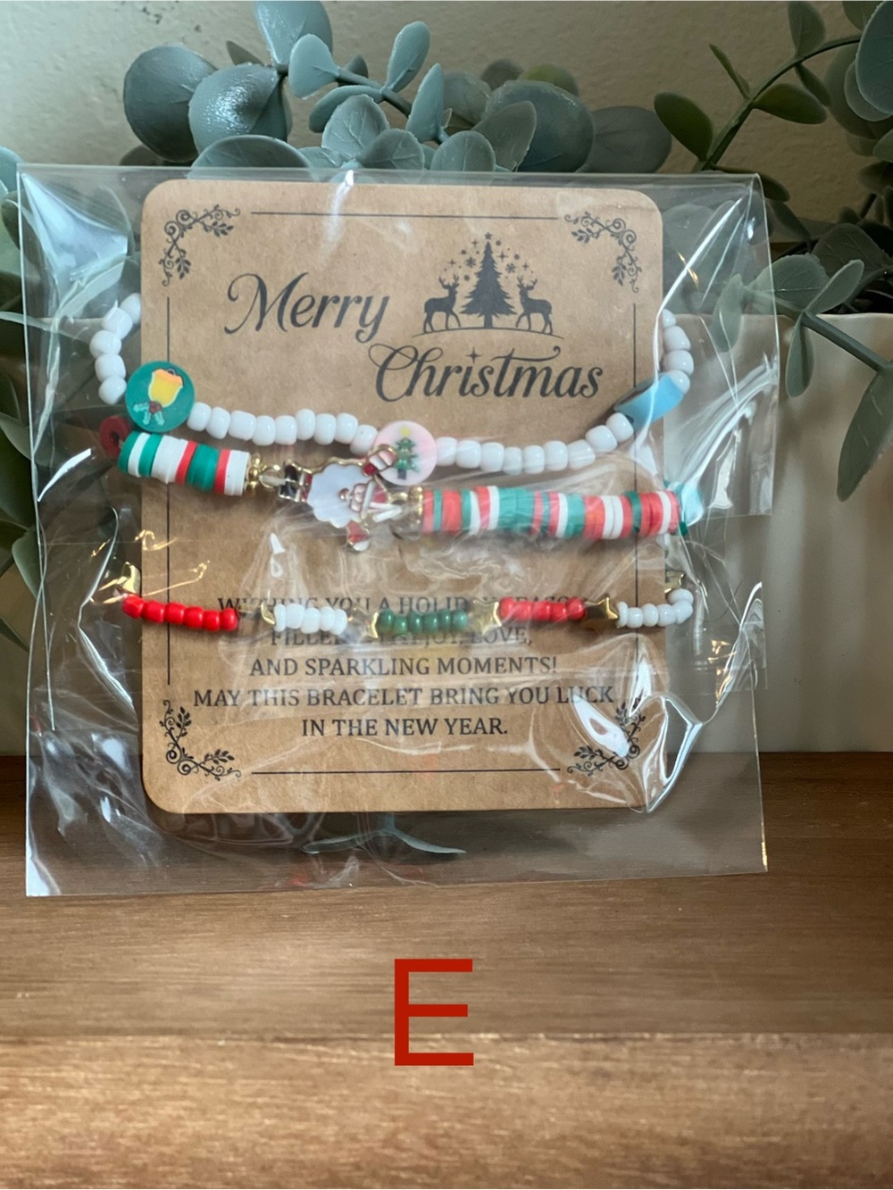 Merry Christmas Beaded Clay Bracelets, Various Designs, Choose One - Picture 5 of 6